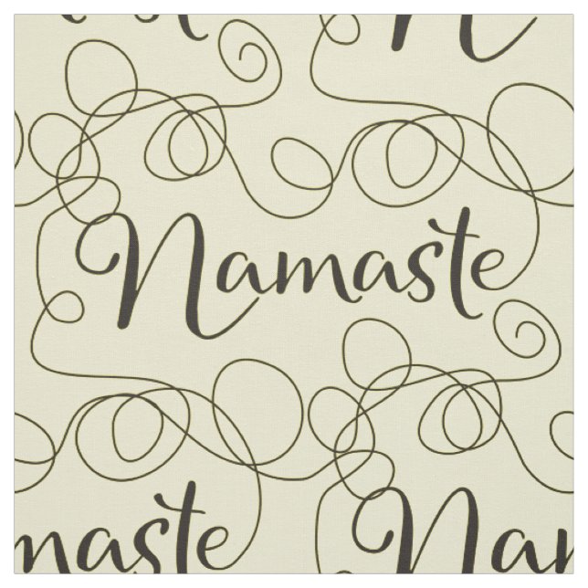 NAMASTE black seamless pattern with LINES Fabric (Swatch)
