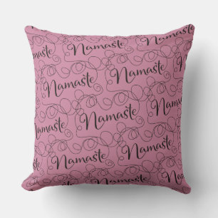 NAMASTE black seamless pattern with LINES Throw Pillow