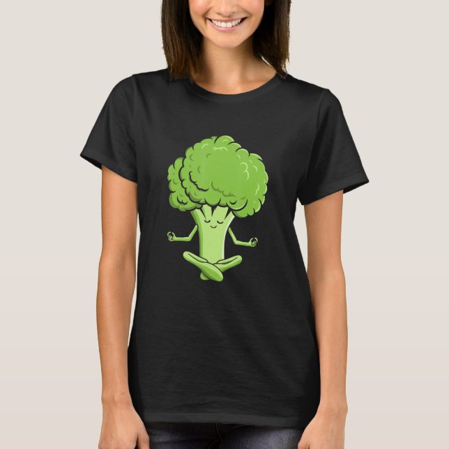 Namaste Broccoli Meditation Yoga Poses Broccoli T-Shirt (Front)