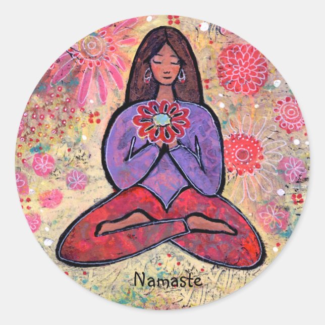 Namaste Brown Haired Yoga Girl Sticker (Devant)