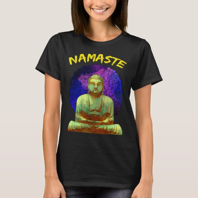 Namaste Buddha in Space T-Shirt (Front)