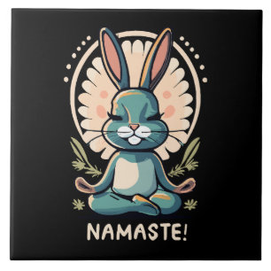 namaste bunny yoga rabbit meditation tile