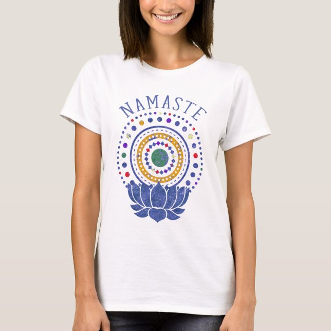 Namaste Chakra Colours Yoga Tee Shirt (Front)
