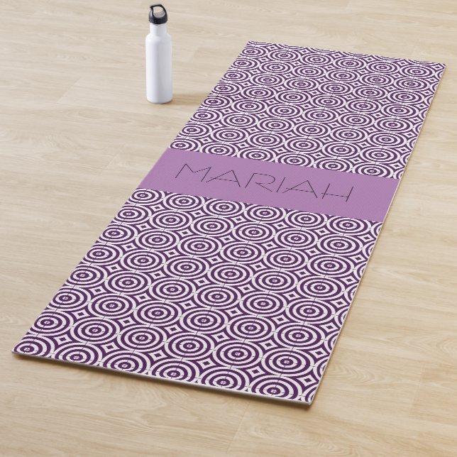 Namaste Circle Geo in Lavender with Custom Name Yoga Mat (In Situ)