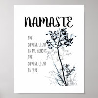 Namaste citation poster noir et blanc nature art