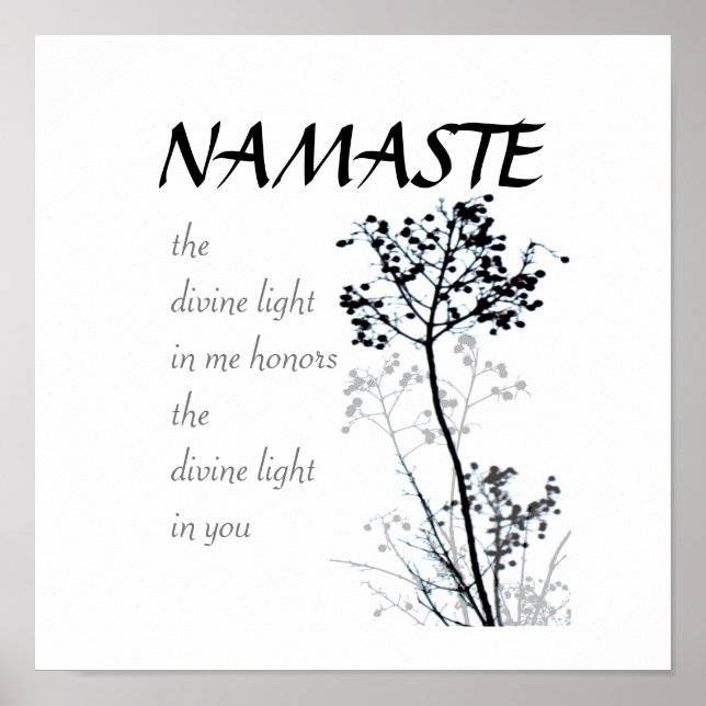 Namaste citation poster noir et blanc nature art (Devant)