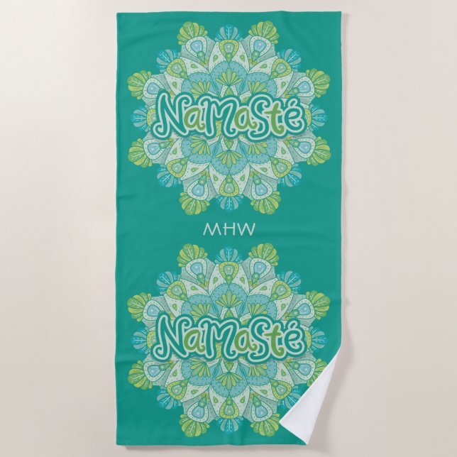 Namasté custom monogram beach towel (Front)