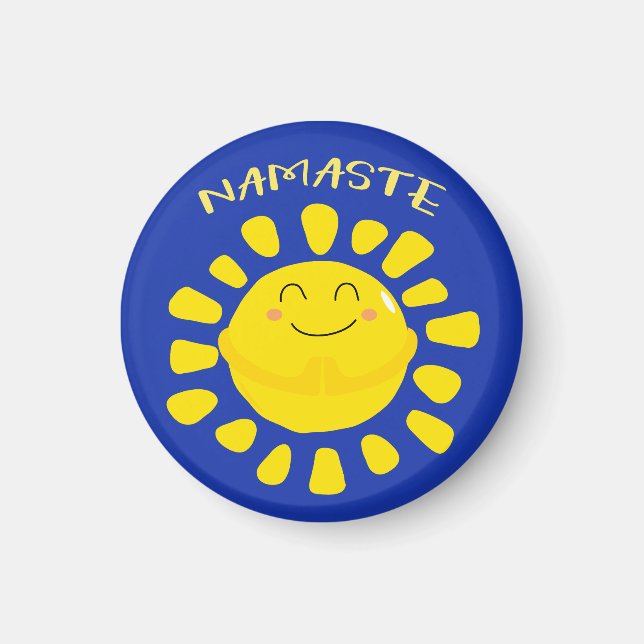 Namaste Cute Praying Sun Cartoon Magnet (Front)