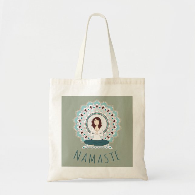 Namaste dans la pose de Lotus - sac fourre-tout à (Devant)