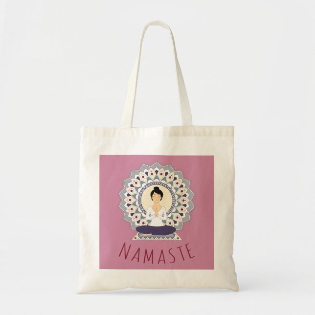 Namaste dans la pose de Lotus - sac fourre-tout à (Devant)