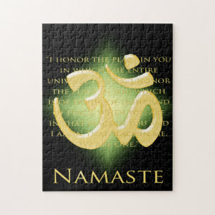 Namaste Definition with Om Symbol - on Black Jigsaw Puzzle
