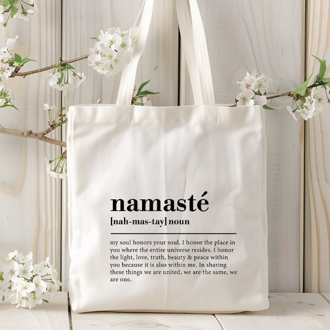 Namaste Definition Yoga Modern Minimal Meditation Tote Bag (Creator Uploaded)
