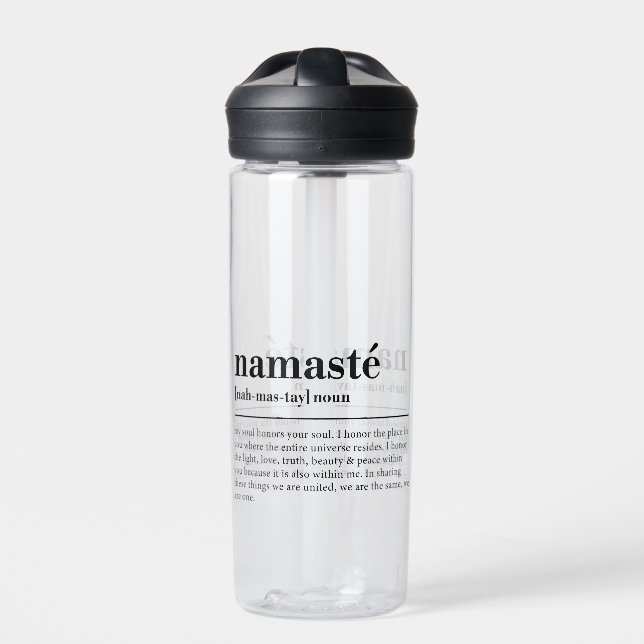 Namaste Definition Yoga Modern Minimal Meditation Water Bottle (Front)
