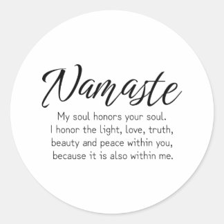 Namaste definition Zen, Yoga, Inspirational Classic Round Sticker