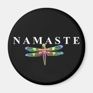 Namaste Dragonfly (Dark Background) Round Magnet