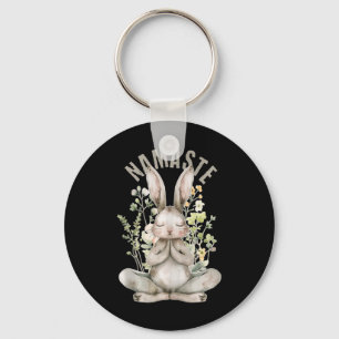 Namaste Easter Rabbit Zen Yoga Inner Peace Spiritu Keychain