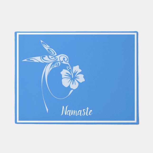 Namaste Elegant White Hummingbird Welcome Doormat (Front)