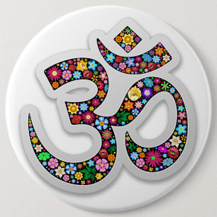 Namaste Floral Symbol Art 6 Inch Round Button