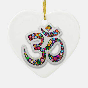 Namaste Floral Symbol Art Ceramic Ornament