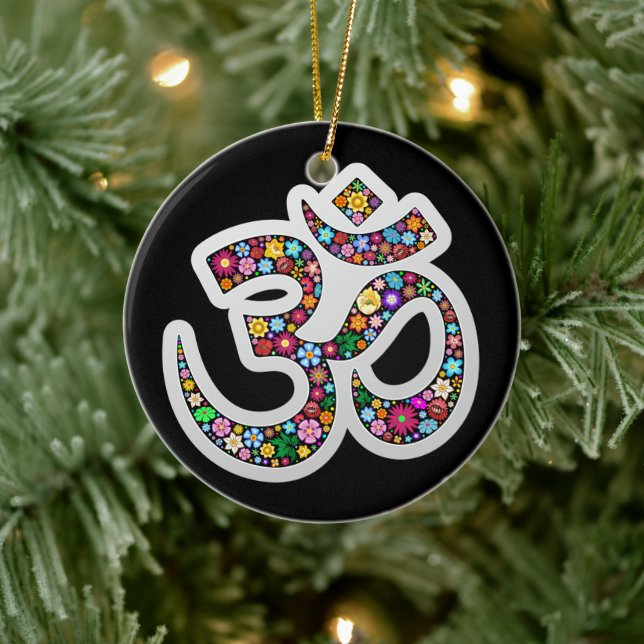 Namaste Floral Symbol Art Ceramic Ornament (Tree)