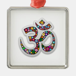 Namaste Floral Symbol Art Metal Ornament