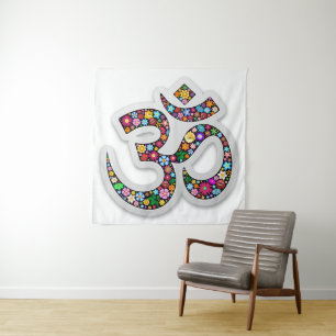 Namaste Floral Symbol Art Tapestry
