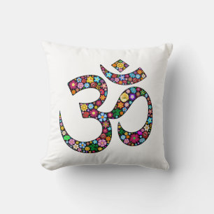 Namaste Floral Symbol Art Throw Pillow