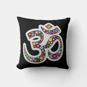 Namaste Floral Symbol Art Throw Pillow