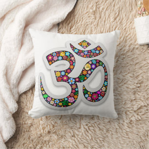 Namaste Floral Symbol Art Throw Pillow