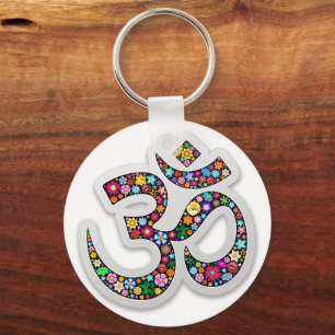 Namaste Floral Yoga Symbol Keychain