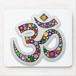 Namaste Floral Yoga Symbol Mouse Pad