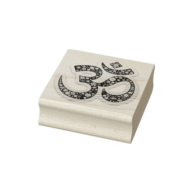 Namaste Floral Yoga Symbol  Rubber Stamp (Stamp)