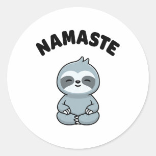 Namaste Funny Cute Sloth Kawaii Yoga Sloth Stress  Classic Round Sticker