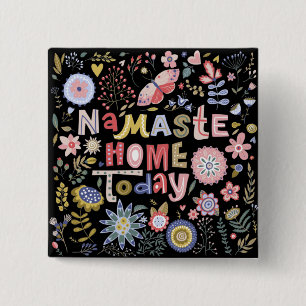 Namaste Home Today Folk Art Flowers 2 Inch Square Button