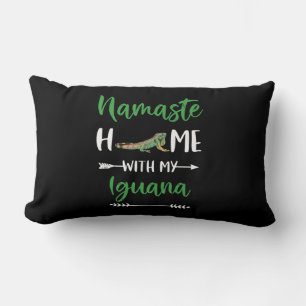 Namaste Home With My Iguana Funny Iguana And Yoga Lumbar Pillow