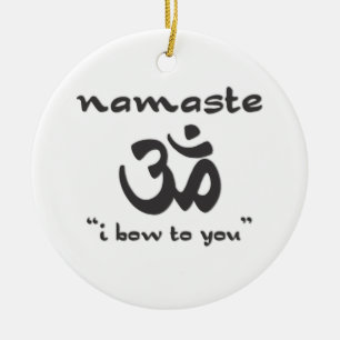 Namaste - I bow to you (in black) Ceramic Ornament