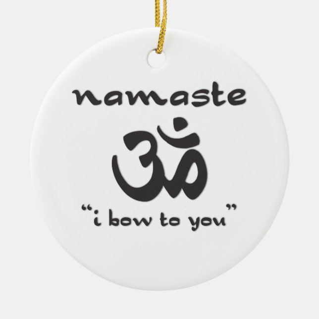 Namaste - I bow to you (in black) Ceramic Ornament (Front)