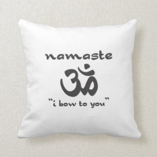 Namaste - I bow to you (in black) Throw Pillow