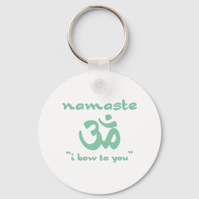 Namaste - I bow to you (in green) Keychain (Front)