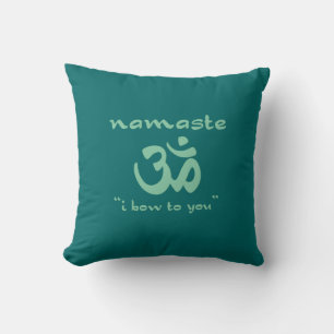 Namaste - I bow to you (in green) Throw Pillow