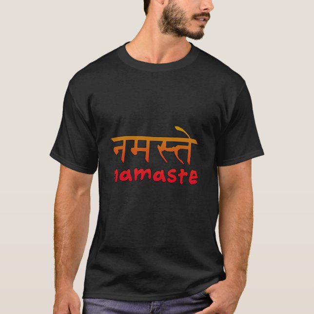 Namaste in English and Hindi Script T-Shirt (Front)
