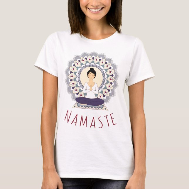 Namaste in Lotus Pose - T-shirt femme Yoga Asana (Devant)