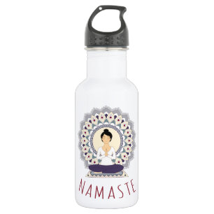 Namaste in Lotus Pose - Yoga Asana Woman - bottle