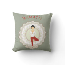 Namaste in Tree Pose - Yoga Asana pillow