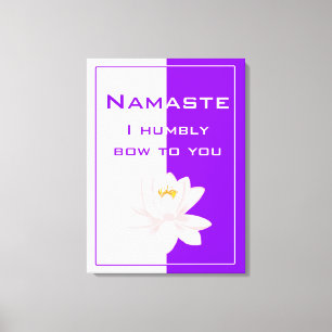 Namaste in Vibrant Purple & White Canvas Print