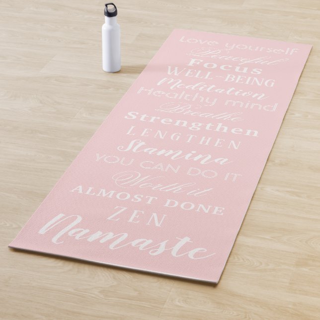 Namaste Inspirational White and Pink Yoga Mat (In Situ)