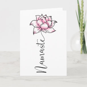 Namaste Lilly Lotus Pink Flower Cute Hindi Yoga Lo Card