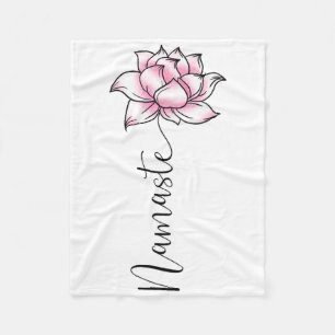 Namaste Lilly Lotus Pink Flower Cute Hindi Yoga Lo Fleece Blanket