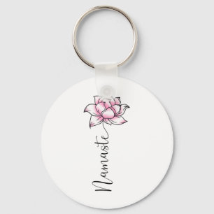 Namaste Lilly Lotus Pink Flower Cute Hindi Yoga Lo Keychain