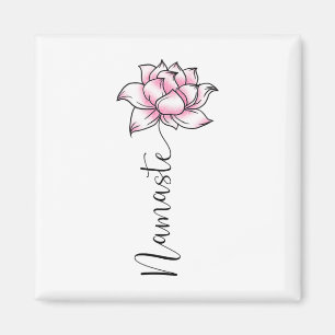 Namaste Lilly Lotus Pink Flower Cute Hindi Yoga Lo Magnet